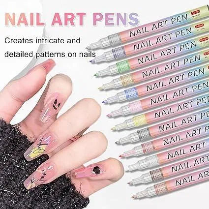 Nail Art Pens Set – 12 Vibrant Colors for Creative Designs