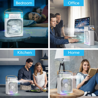 Portable Mini Air Cooler with LED Light – 3 Speeds &amp; Mist Cooling