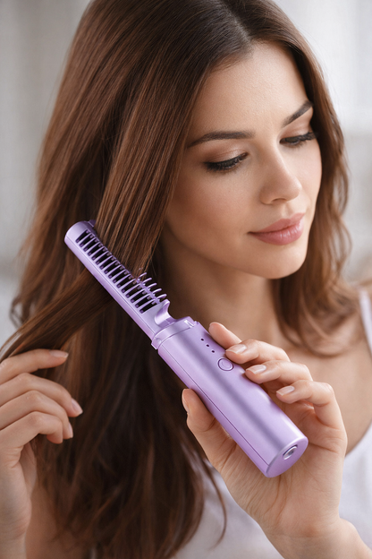 Meneflix Portable Mini Hair Straightener – Cordless Rechargeable Hot Comb